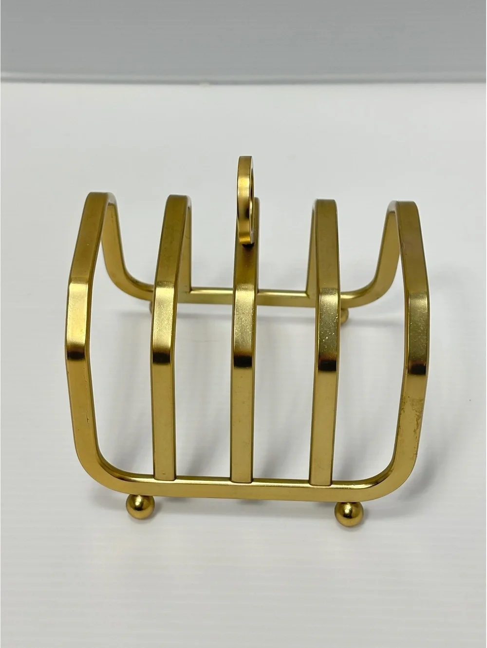 Toast Rack with Handle, 4-Slot Tableware Organizer Gold Color NEW